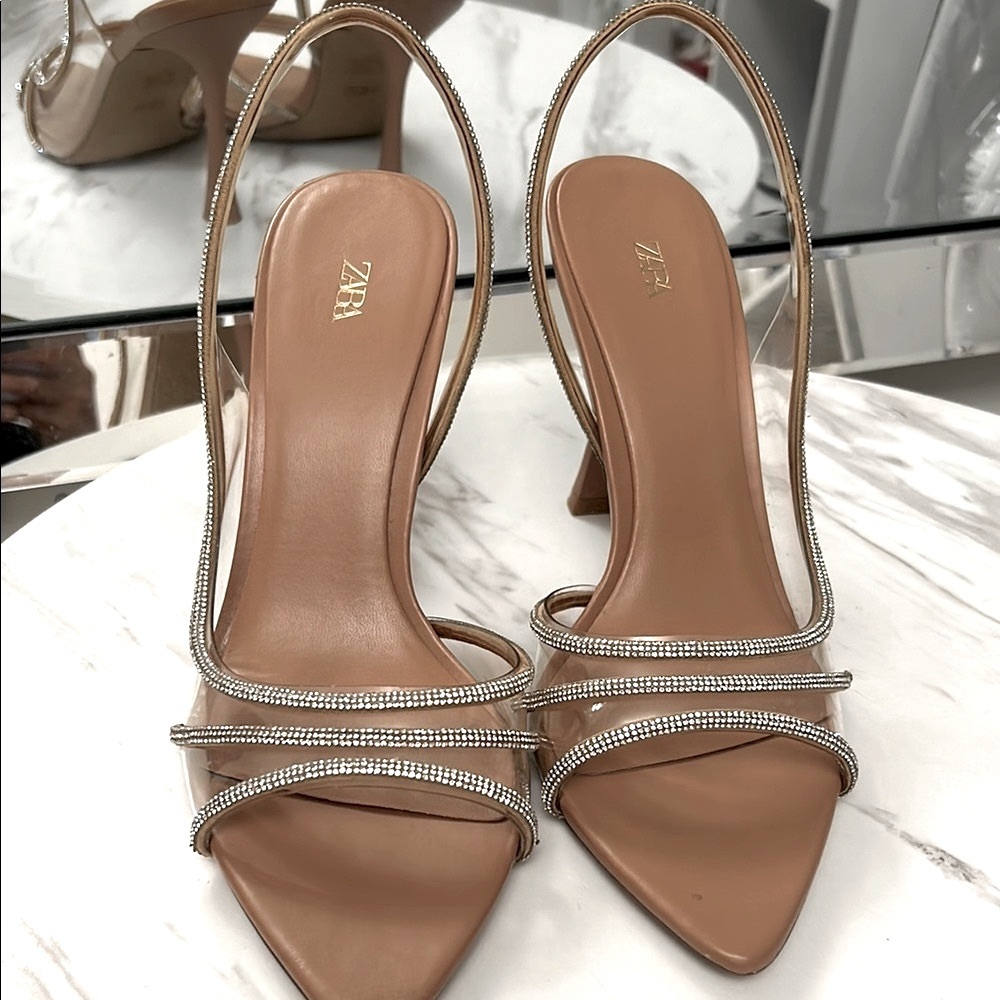 Zara Tan Slingback Heels-Wore Once